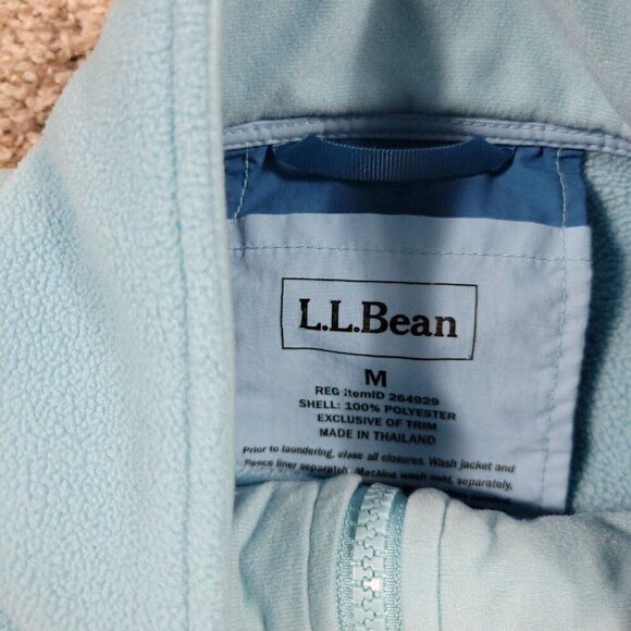 L.L. Bean Fleece Jacket Womens Medium Blue Full Zip Long Sleeve Flaws* - Picture 2 of 9